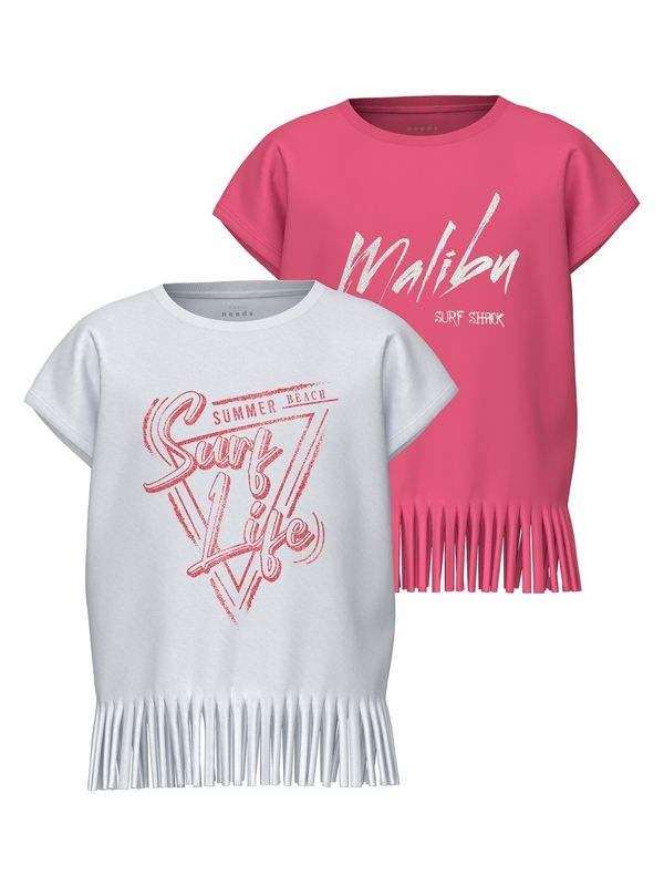 NAME IT NAME IT Тениска 'VALONE'  бледорозово / магента / сребърно / бяло