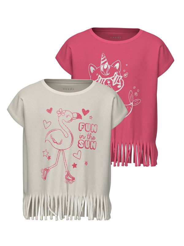 NAME IT NAME IT Тениска 'VALONE'  фуксия / бяло