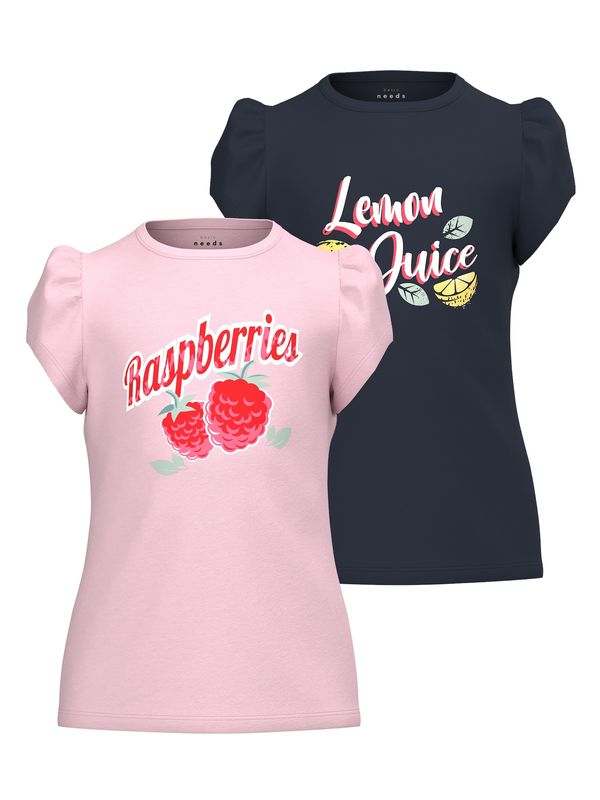 NAME IT NAME IT Тениска 'VIBEKE'  нейви синьо / бледорозово / светлочервено / бяло