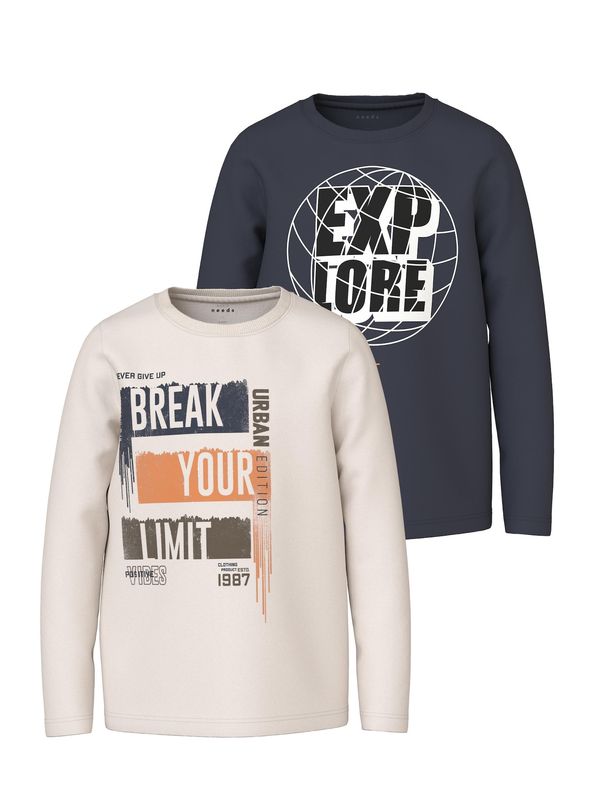 NAME IT NAME IT Тениска 'VICTOR'  бежово / тъмносиньо / оранжево / бяло