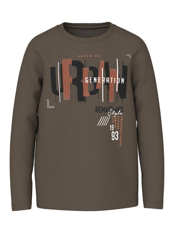 NAME IT NAME IT Тениска 'VICTOR'  кафяво / светлокафяво / черно / бяло