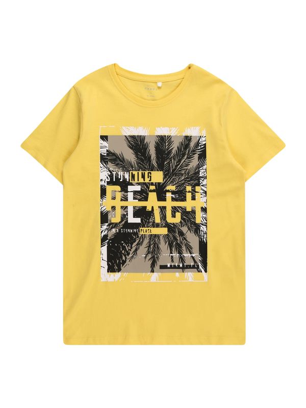 NAME IT NAME IT Тениска 'VICTOR'  жълто / черно / бяло