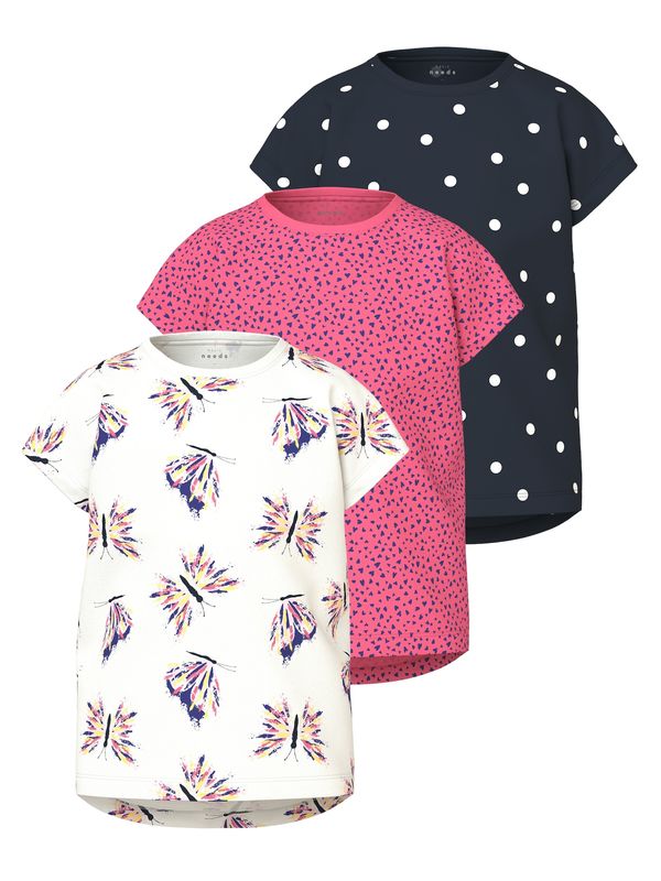 NAME IT NAME IT Тениска 'VIGGA'  нейви синьо / жълто / бледорозово / бяло