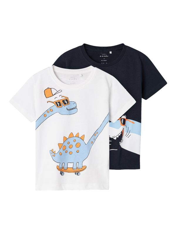 NAME IT NAME IT Тениска 'VILASSE'  светлосиньо / тъмносиньо / оранжево / бяло