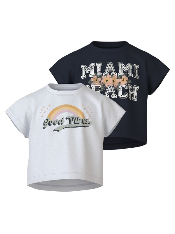 NAME IT NAME IT Тениска 'VILMA'  морскосиньо / бяло