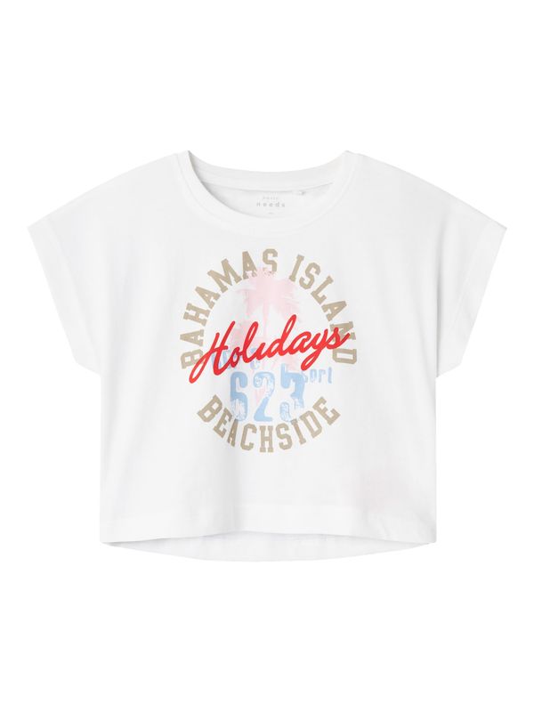 NAME IT NAME IT Тениска 'VILMA'  тъмнобежово / светлосиньо / огнено червено / бяло