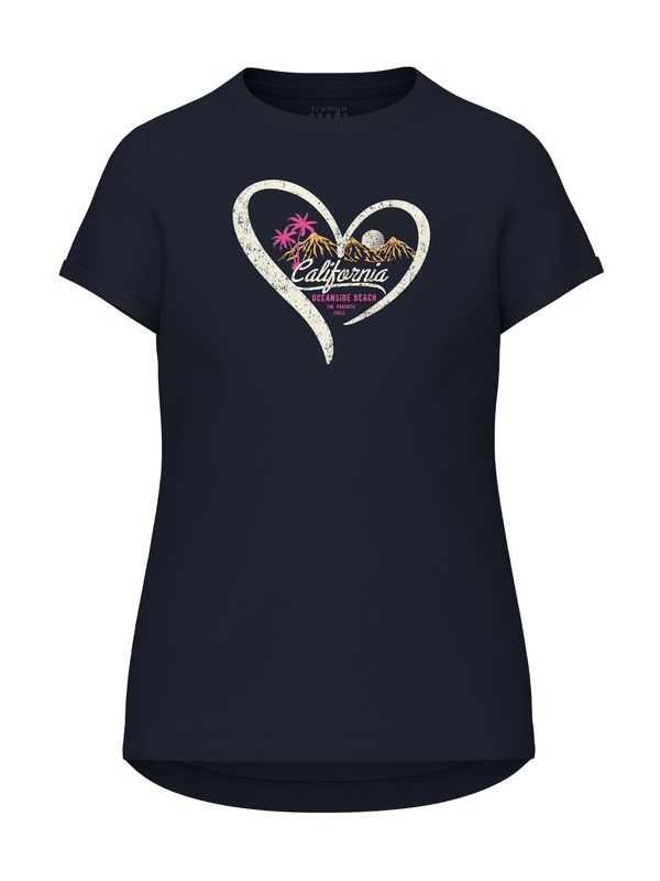 NAME IT NAME IT Тениска 'VIX'  бежово / нейви синьо / оранжево / неоново розово