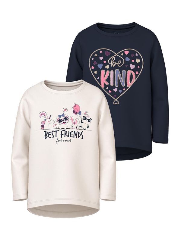 NAME IT NAME IT Тениска 'VIX'  нейви синьо / злато / розово / мръсно бяло