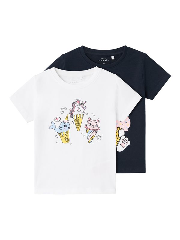 NAME IT NAME IT Тениска 'VIX'  нощно синьо / светлосиньо / жълто / бяло