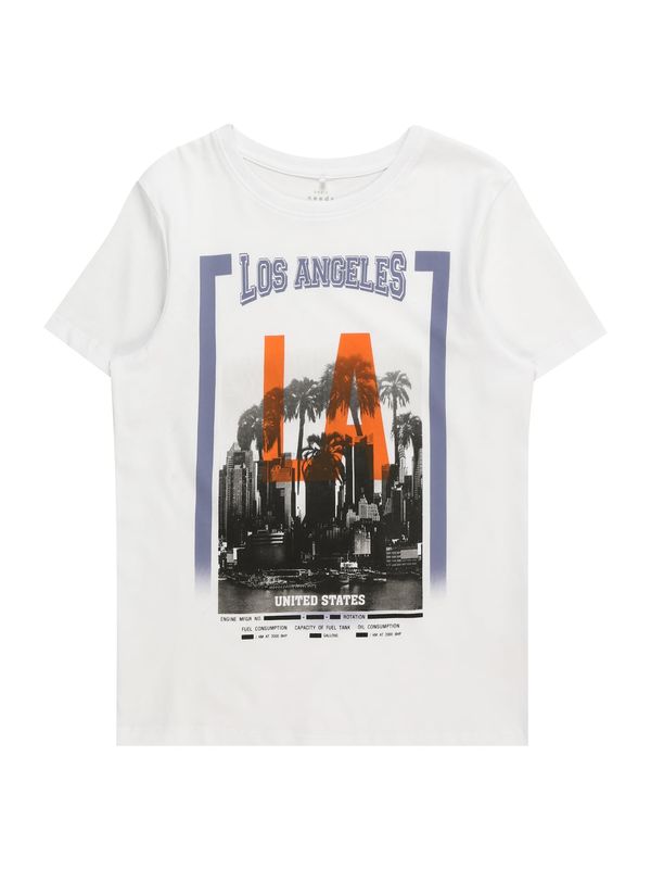 NAME IT NAME IT Тениска 'VOTO'  гълъбово синьо / оранжево / черно / бяло