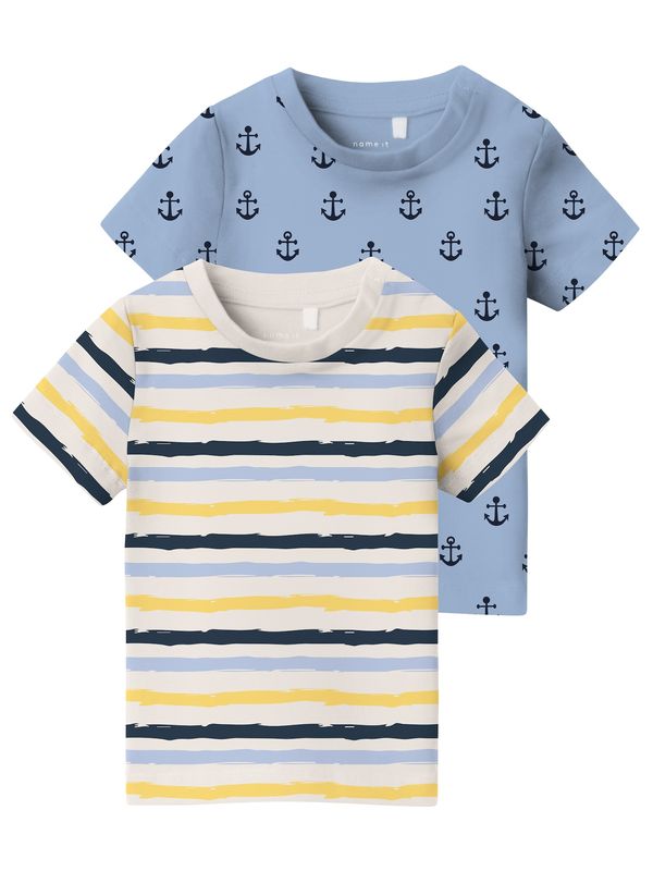 NAME IT NAME IT Тениска 'VROELS'  светлобежово / гълъбово синьо