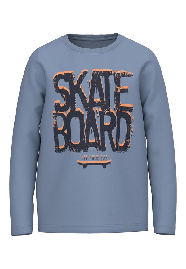 NAME IT NAME IT Тениска 'VUX'  гълъбово синьо / оранжево / черно