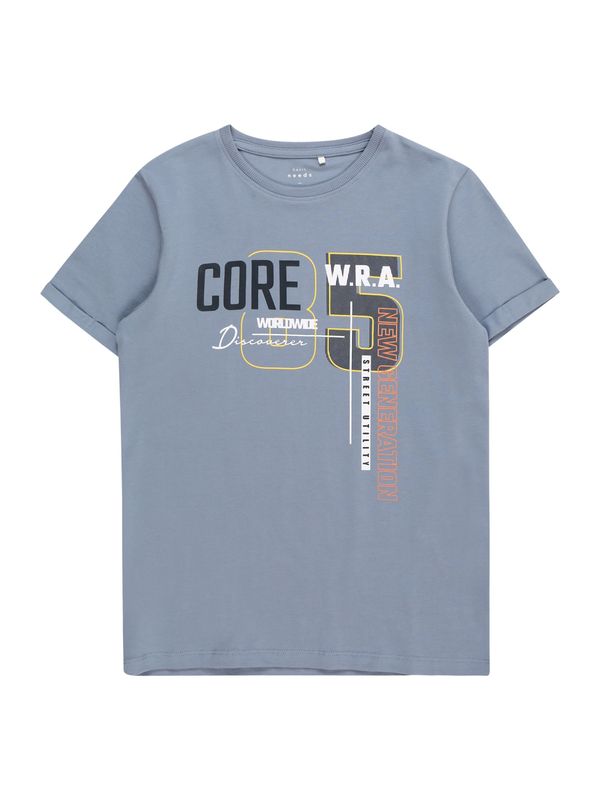 NAME IT NAME IT Тениска 'VUX'  опушено синьо / жълто / черно / мръсно бяло