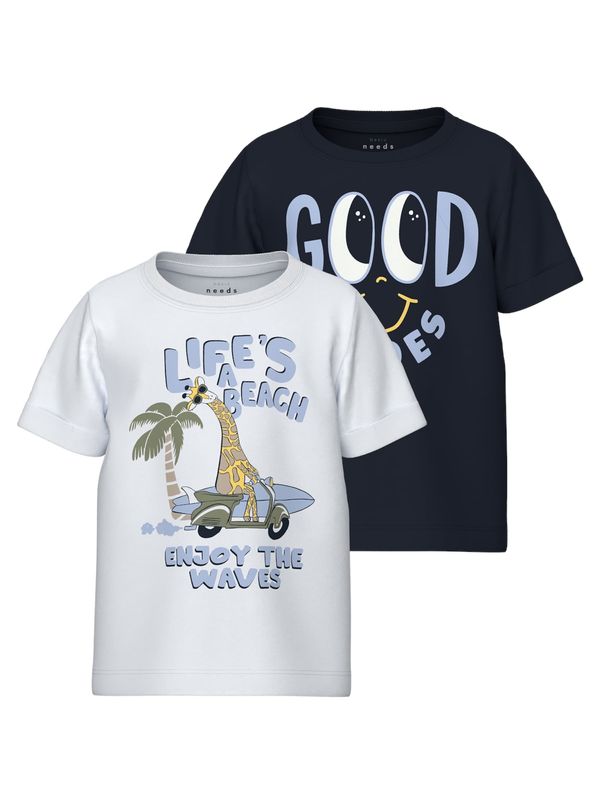 NAME IT NAME IT Тениска 'VUX'  сапфирено синьо / светлосиньо / жълто / бяло