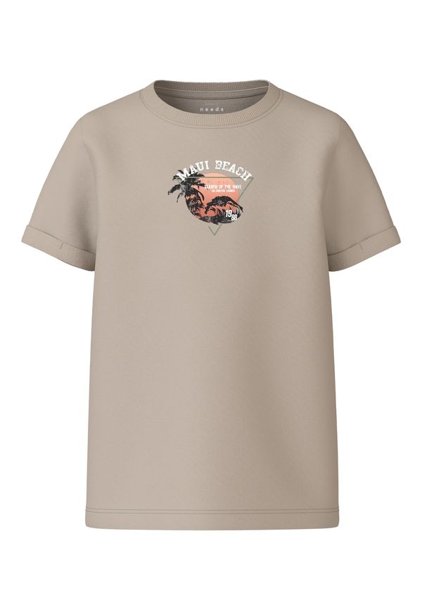 NAME IT NAME IT Тениска 'VUX'  тъмнобежово / оранжево / черно / бяло