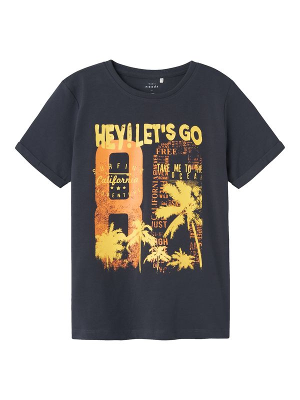 NAME IT NAME IT Тениска 'VUX'  тъмносиньо / жълто / оранжево