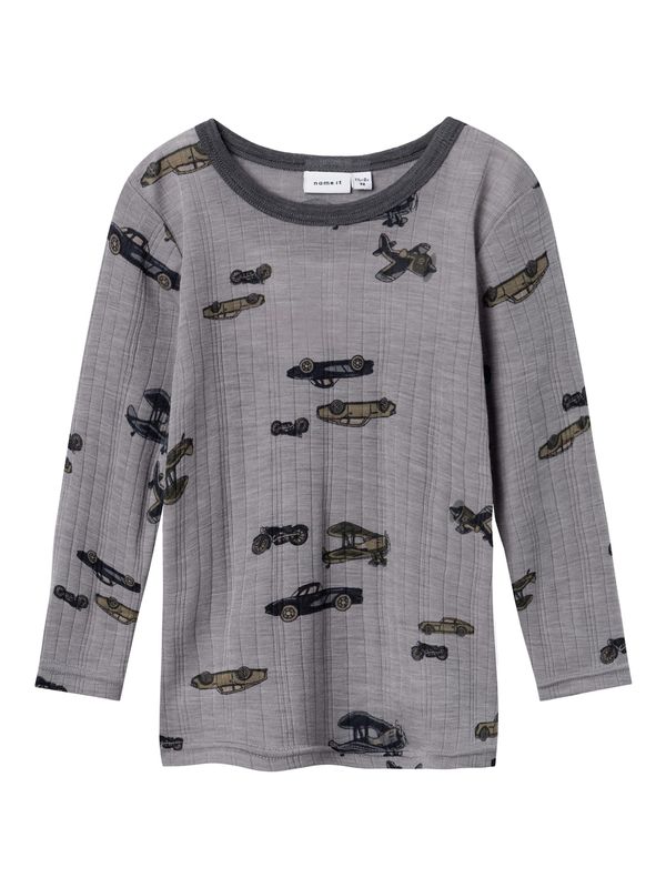NAME IT NAME IT Тениска 'WANG'  сребърно сиво / маслина / черно