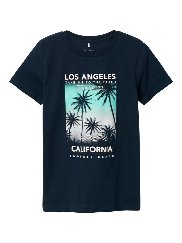 NAME IT NAME IT Тениска 'ZAZANKA'  сапфирено синьо / аквамарин / бяло