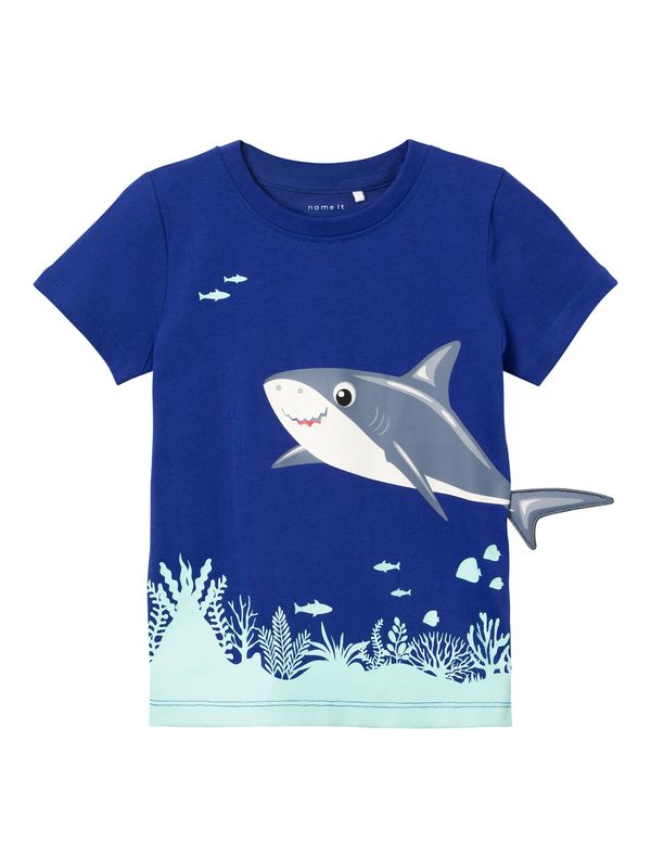 NAME IT NAME IT Тениска 'ZEA'  кралско синьо / светлосиньо / сиво / бяло