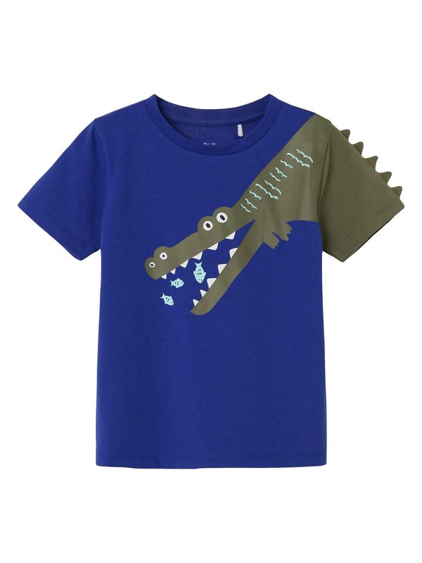 NAME IT NAME IT Тениска 'ZOOMS'  кралско синьо / светлосиньо / маслина / бяло
