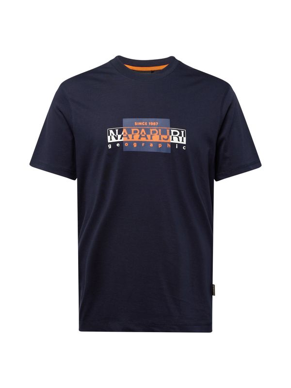 NAPAPIJRI NAPAPIJRI Тениска 'SMALLWOOD'  морскосиньо / тъмносиньо / оранжево / бяло