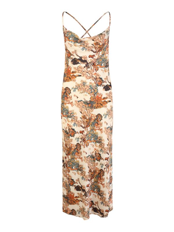 Nasty Gal Petite Nasty Gal Petite Рокля '(Ay) Petite Satin Floral Cowl Maxi Slip Dress'  слонова кост / пъстро