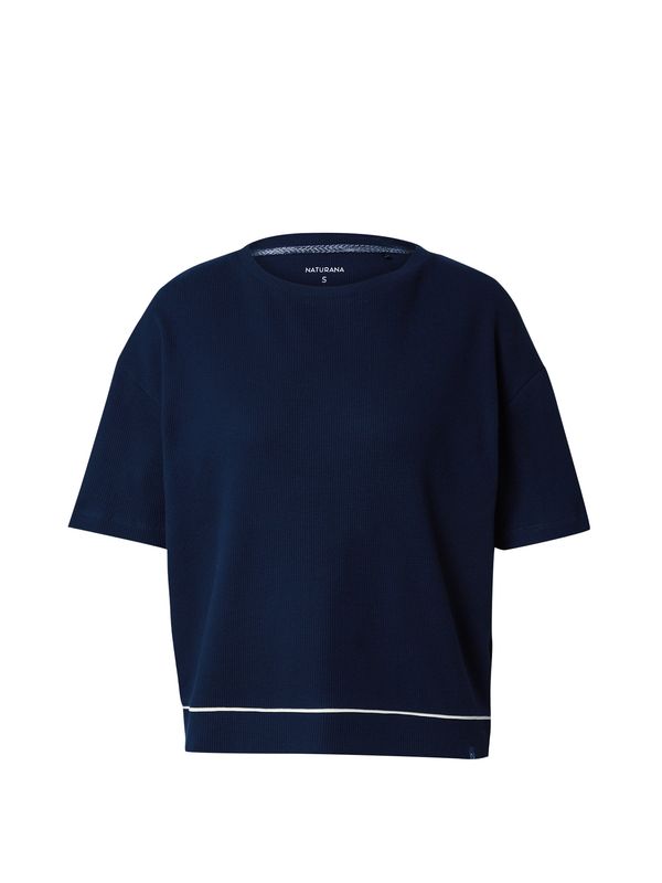 NATURANA NATURANA Тениска 'Boxy'  тъмносиньо / бяло