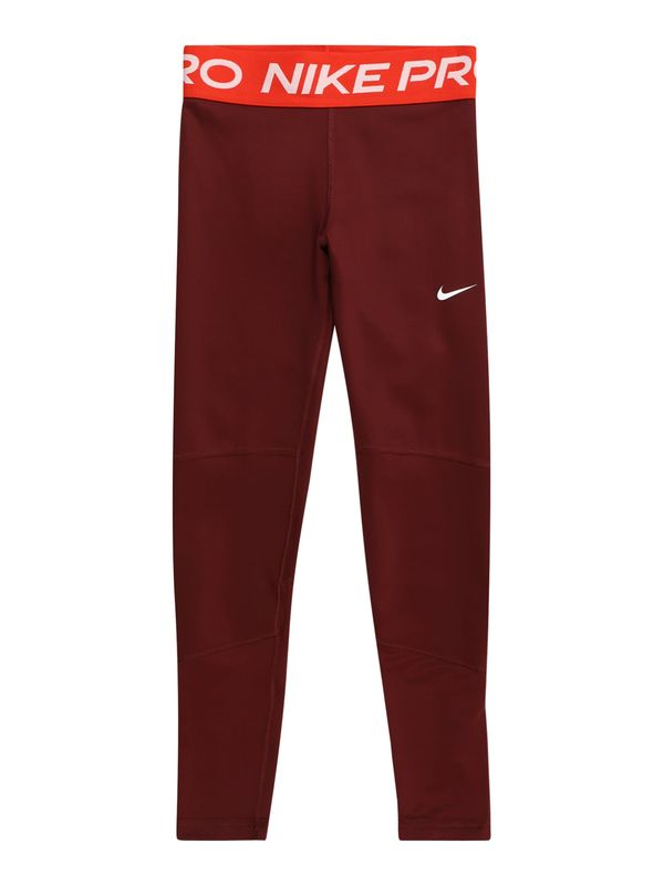 NIKE NIKE Спортен панталон 'Pro'  тъмнооранжево / тъмночервено / бяло