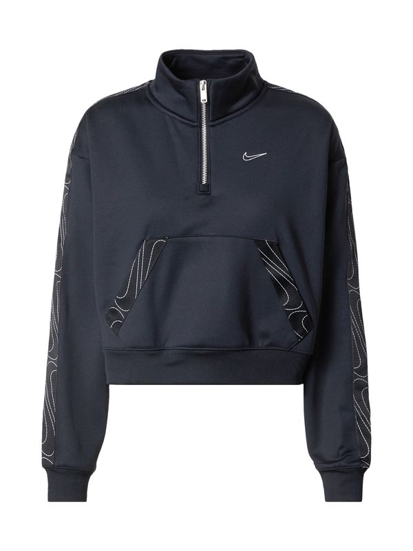 NIKE NIKE Спортен суитшърт с качулка  черно / бяло