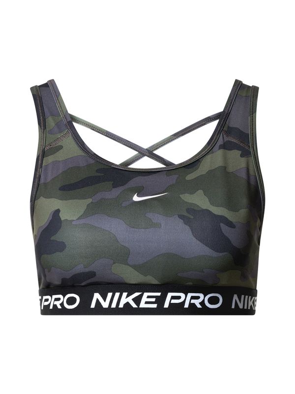 NIKE NIKE Спортен сутиен 'Swoosh'  тъмносиво / маслина / черно / бяло