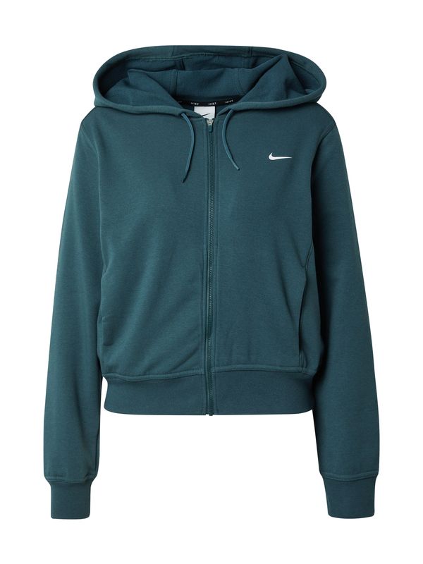 NIKE NIKE Спортна жилетка с качулка 'ONE'  петрол / бяло