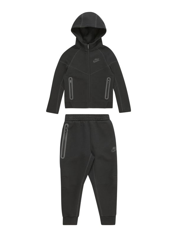 Nike Sportswear Nike Sportswear Облекло за бягане 'TECH FLEECE'  сиво / черно