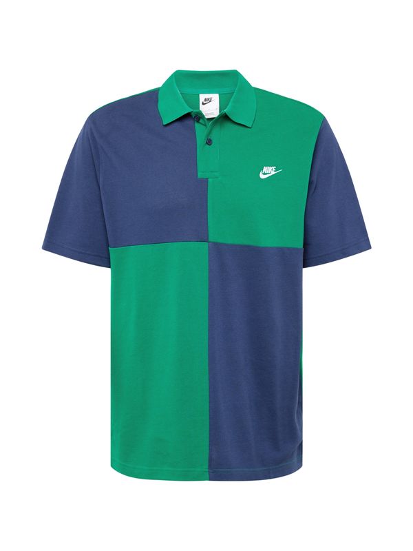 Nike Sportswear Nike Sportswear Тениска 'CLUB'  тъмносиньо / тръстиково зелено / бяло