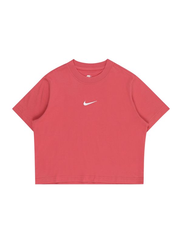 Nike Sportswear Nike Sportswear Тениска 'ESSNTL'  червена боровинка / бяло
