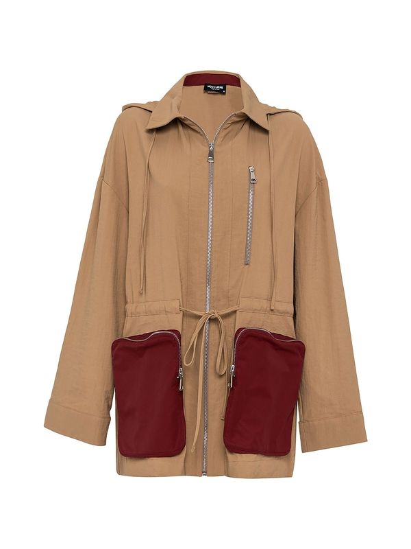 NOCTURNE NOCTURNE Преходно палто  светлокафяво / бургундово червено