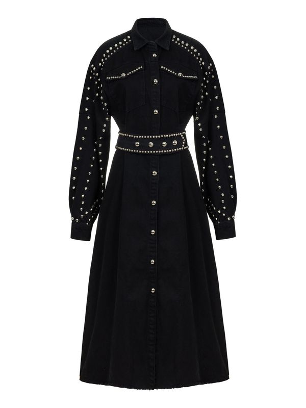 NOCTURNE NOCTURNE Рокля тип риза  сиво / черен деним