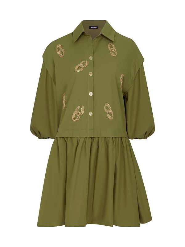 NOCTURNE NOCTURNE Рокля тип риза  злато / маслина