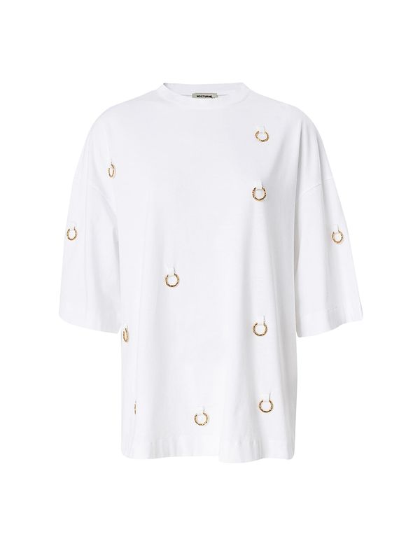 NOCTURNE NOCTURNE Свободна дамска риза  злато / бяло