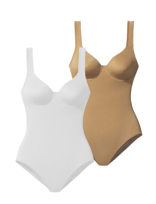 NUANCE NUANCE Боди  кафяво / бяло