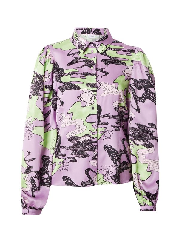NÜMPH NÜMPH Блуза 'WANDA'  светлозелено / люляк / светлолилаво / черно