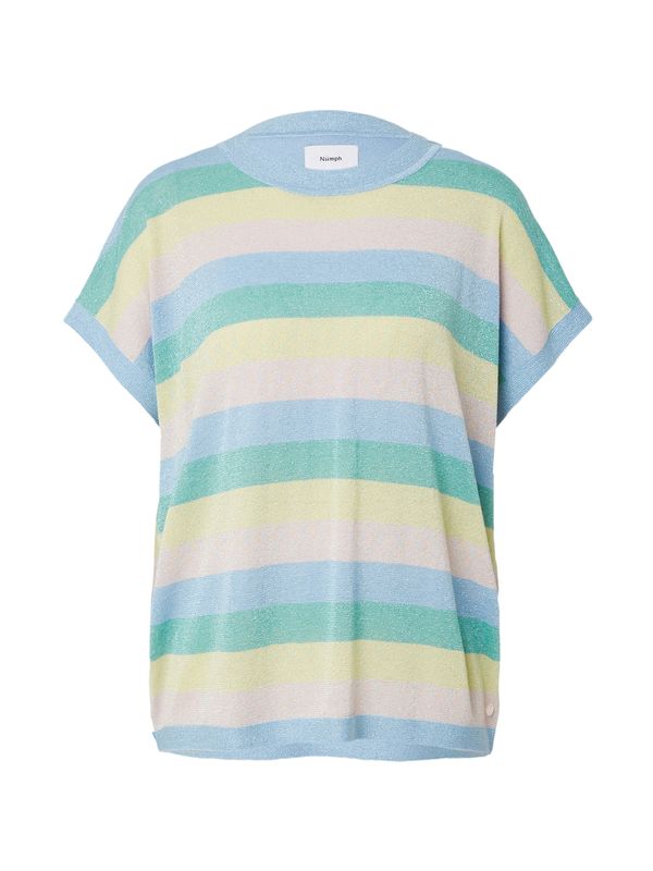 NÜMPH NÜMPH Пуловер 'Nuerissa Darlene'  синьо / жълто / зелено / светлолилаво