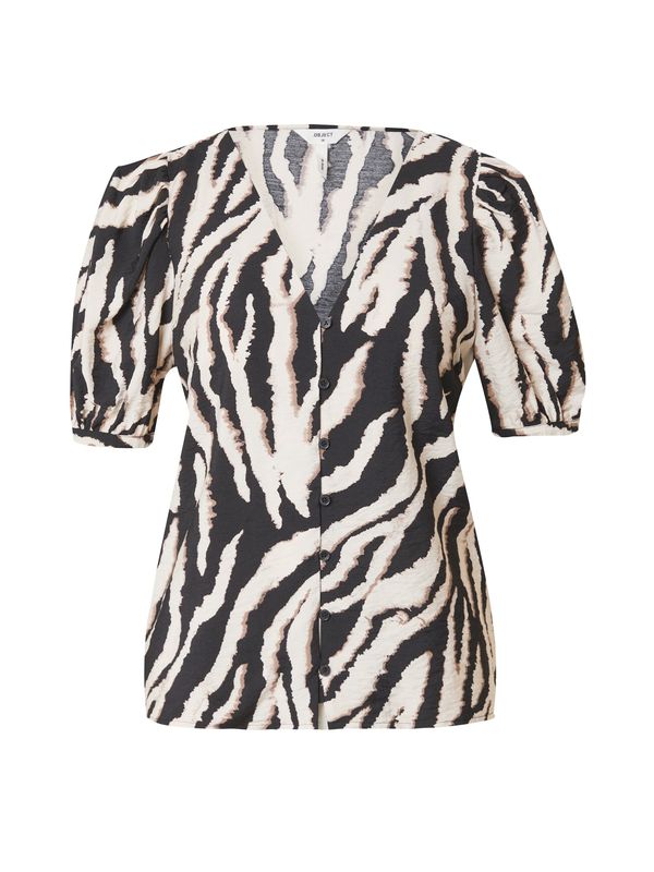 OBJECT OBJECT Блуза 'JACIRA'  цвят "пясък" / светлокафяво / черно