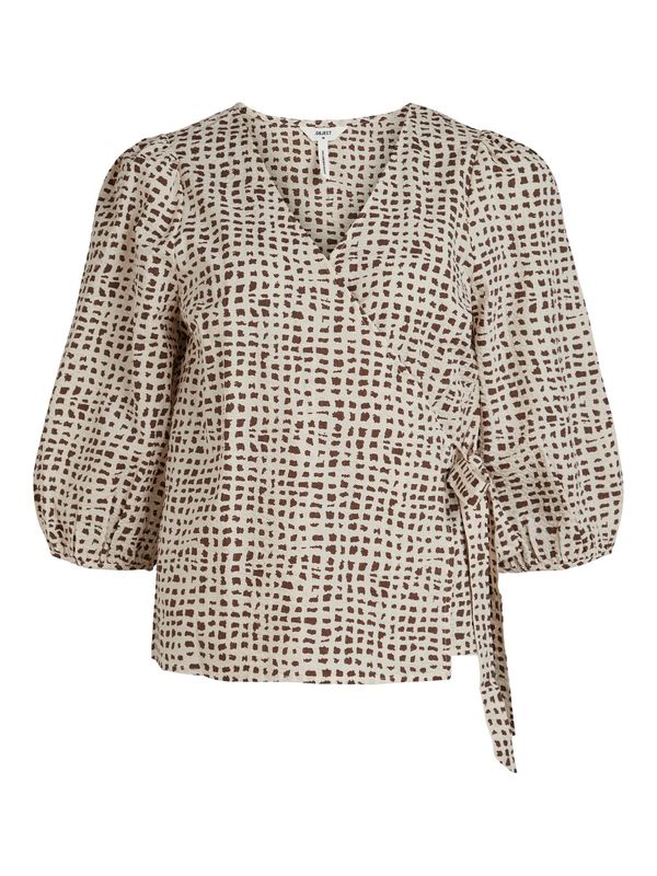 OBJECT OBJECT Блуза 'Ofelia'  цвят "пясък" / сиво