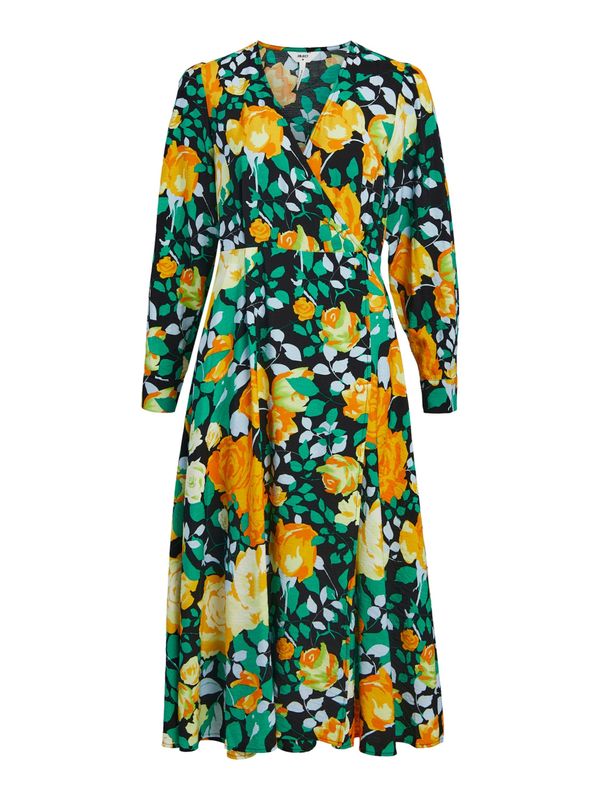 OBJECT OBJECT Рокля 'LIMONE'  зелено / оранжево / черно / бял памук