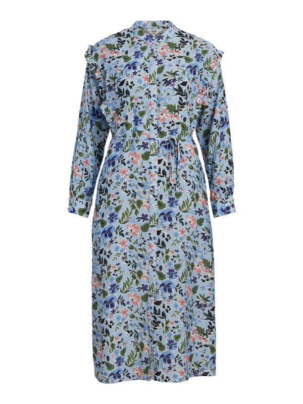 OBJECT OBJECT Рокля тип риза 'Riga'  синьо / опушено синьо / зелено / корал