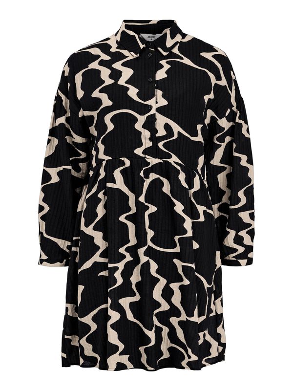 OBJECT OBJECT Рокля тип риза 'VANJA'  бежово / черно