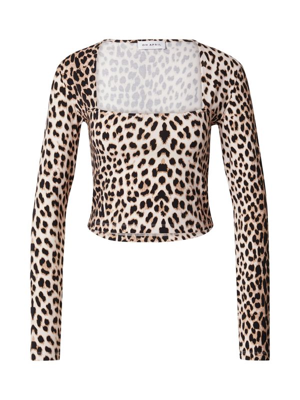 OH APRIL OH APRIL Тениска 'Ama'  бежово / светлобежово / черно