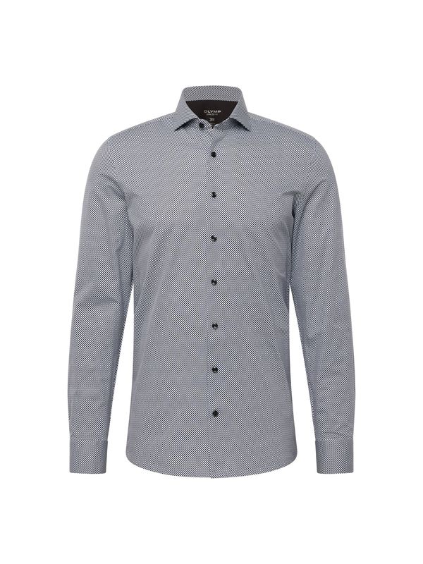 OLYMP OLYMP Риза  светлосиво / черно / бяло