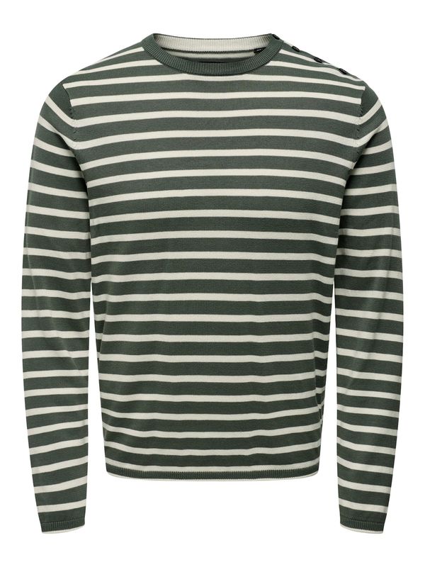 Only & Sons Only & Sons Пуловер 'KALBY'  каки / бяло