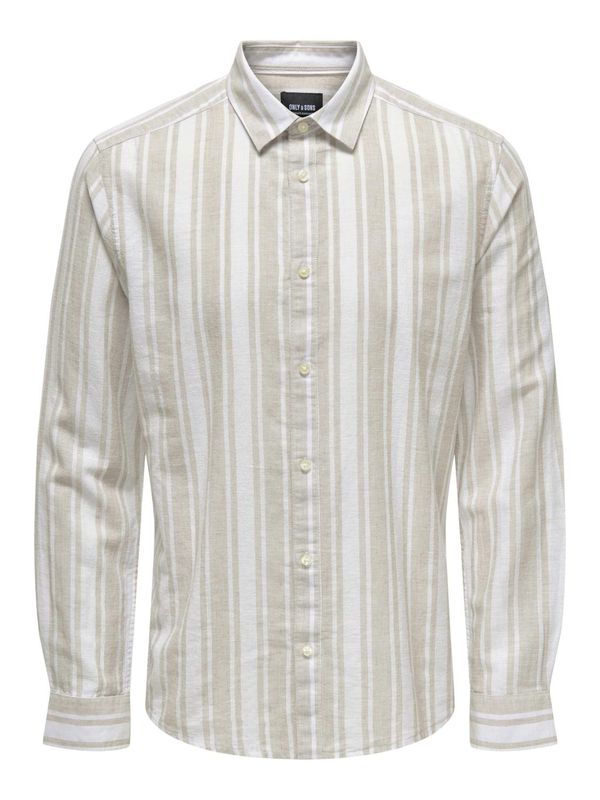 Only & Sons Only & Sons Риза 'CAIDEN'  тъмнобежово / бяло